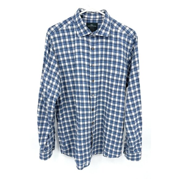 Rodd Gunn Mens L Woven In Italy Long Sleeve Button Up Plaid Shirt Sports Fit - Picture 1 of 5